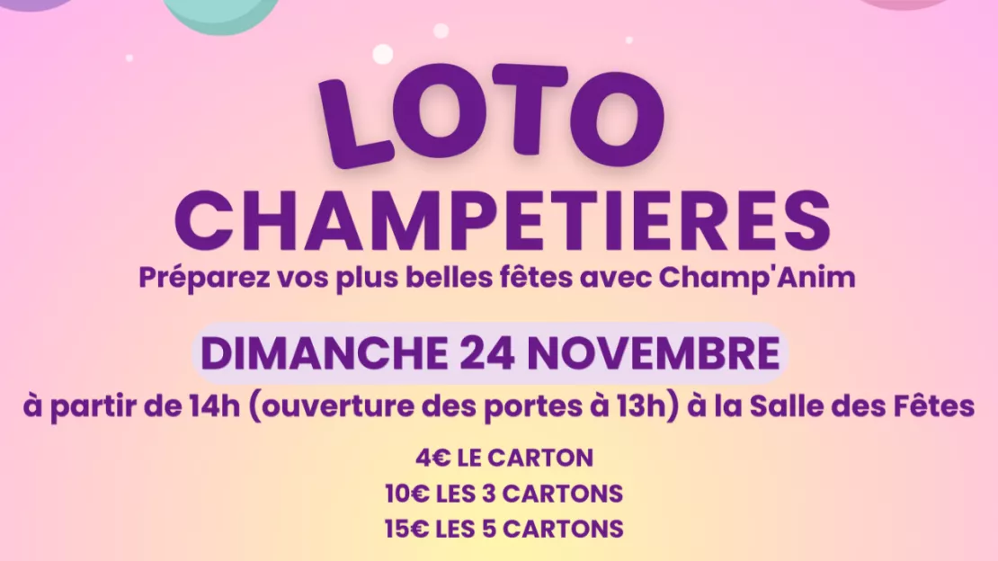 Loto à thème "Préparez vos plus belles fêtes avec Champ'Anim"