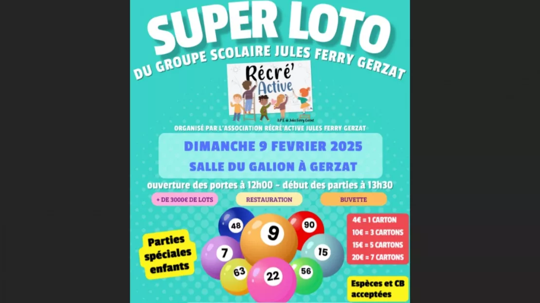 Super loto de l'école Jules Ferry - GERZAT